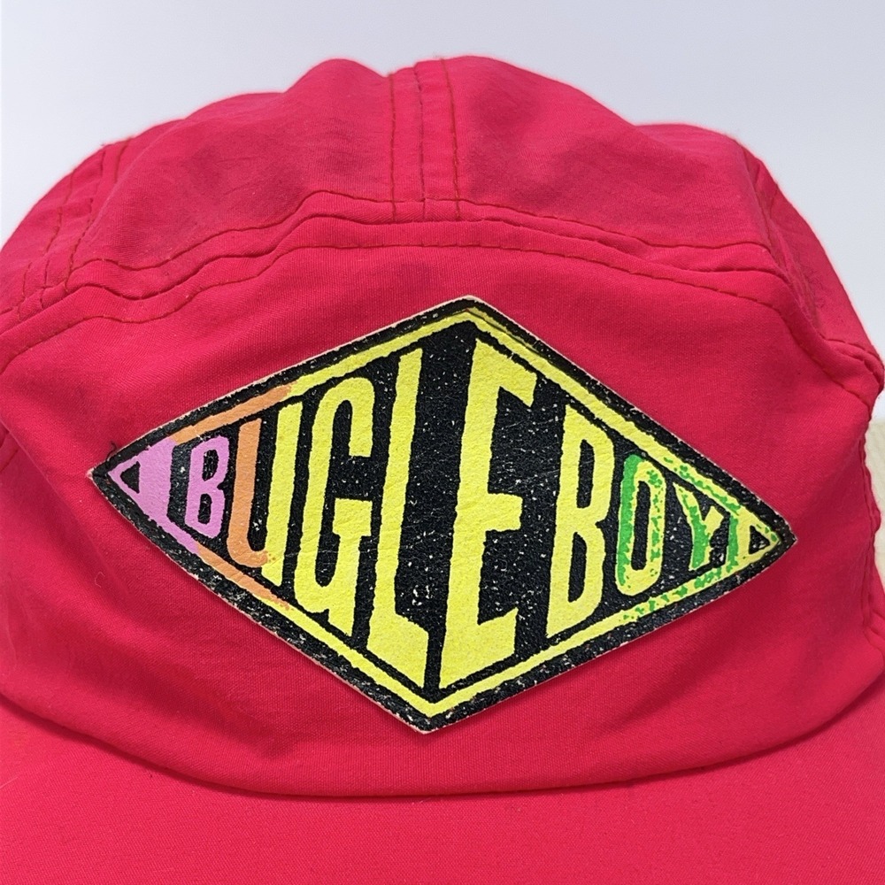 Vintage Bugle Boy Hat Cap 5 Panel Neon Pink Nylon 90s Y2K Spell Out Adult‎ Mens - Picture 2 of 12